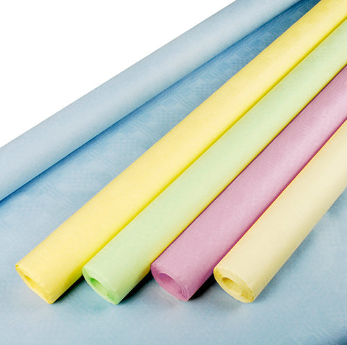Papstar 25 x Papiertischtuch mit Damastprägung 8 m x 1 m farbig sortiert
