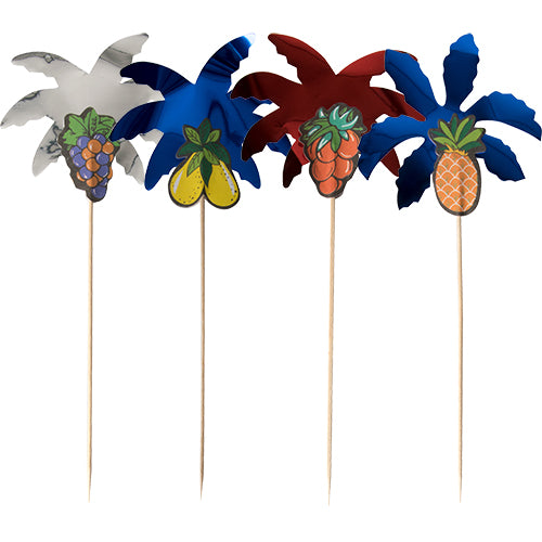 Papstar 5x 50 Deko-Picker 19,5 cm farbig sortiert "Palmblätter"