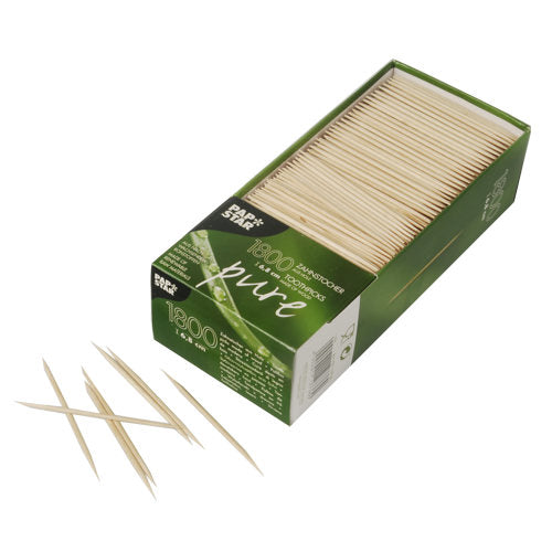 Papstar 10x 1800 Zahnstocher, Holz "pure" rund 6,8 cm