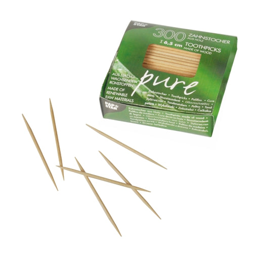 Papstar 30x 300 Zahnstocher, Holz "pure" rund 6,5 cm