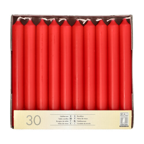 Papstar 4x 30 Tafelkerzen Ø 2,1 cm · 19,6 cm rot