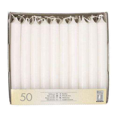 Papstar 4x 50 Tafelkerzen Ø 2,1 cm · 19,6 cm weiss