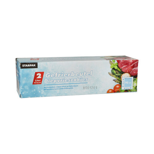 Papstar 12x 90 Gefrierbeutel, LLDPE 2 l 30 cm x 20 cm transparent in Faltschachtel