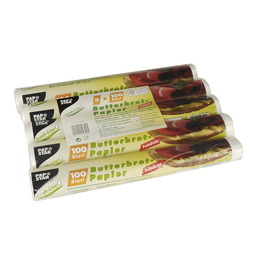 Papstar 10x 500 Blatt Butterbrotpapier 25 cm x 30 cm weiss