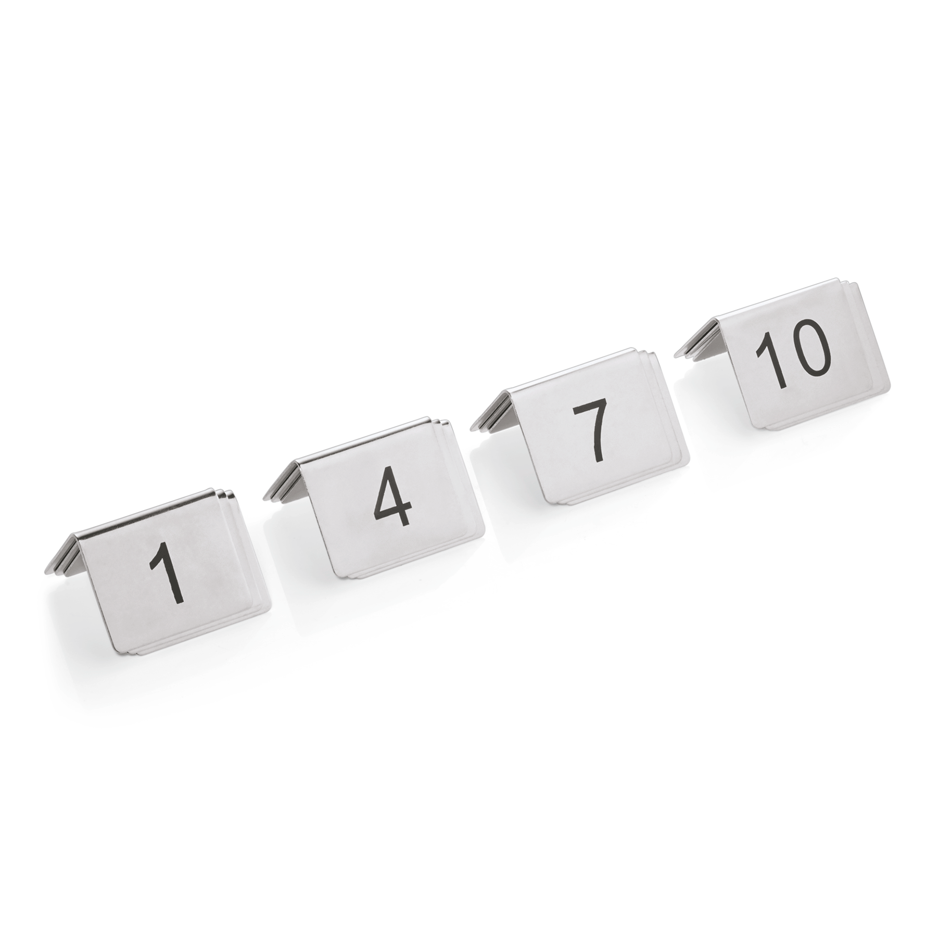 WAS Germany Tischnummernschild, Chromnickelstahl, Nummerierung 1-12 (12-teilig), Beidseitig Beschriftet, 5x5x4,5cm (1432012)
