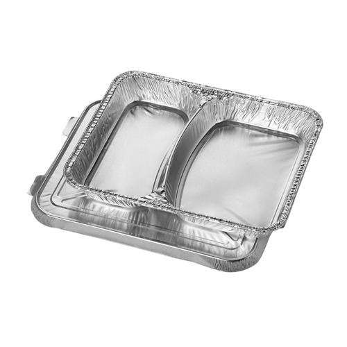 Papstar 6x 50 Menüschalen + Deckel, Alu 2-geteilt 0,83 l 3 cm x 17,7 cm x 22,5 cm