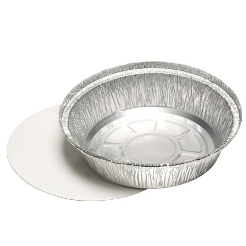 Papstar 250x Aluschalen (mit Einlegedeckel), Aluminium und Polypropylen, Silber und Weiß, Inhalt: 770ml, Durchmesser: 18,2cm, Höhe: 4cm