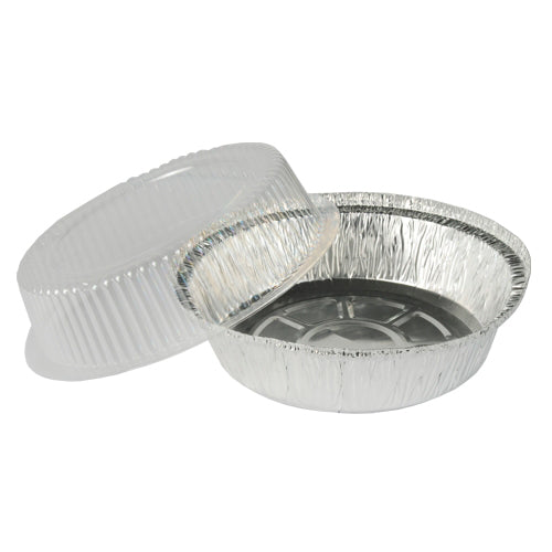 Papstar 10x 25 Schalen inkl. transparenten Dom-Deckel, Aluminium und PP-beschichtet, Rund, Inhalt: 0,77L, Durchmesser: 18,2cm, Höhe: 8cm