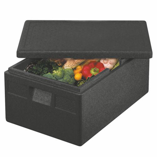 Papstar 2x Isolier-Transportbehälter, EPP 68,5 cm x 48,5 cm x 36 cm schwarz "Euro-Norm"