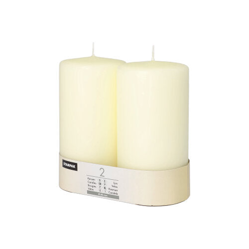 Papstar 6x 2 Stumpenkerzen Ø 80 mm · 150 mm elfenbein "Ivory" mit Flachkopf