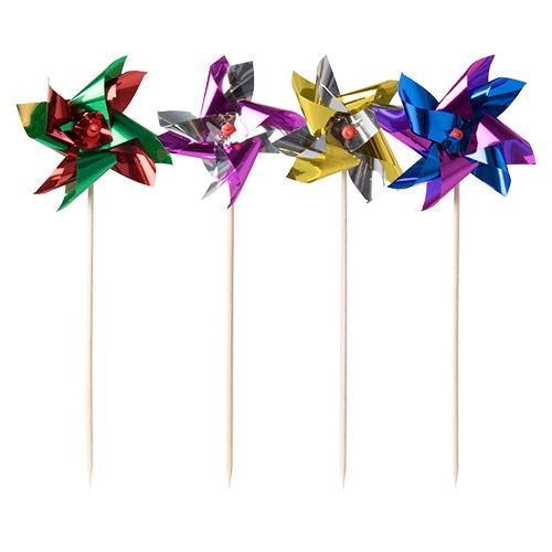 Papstar 6x 100 Deko-Picker 17,5 cm farbig sortiert "Windmühle"