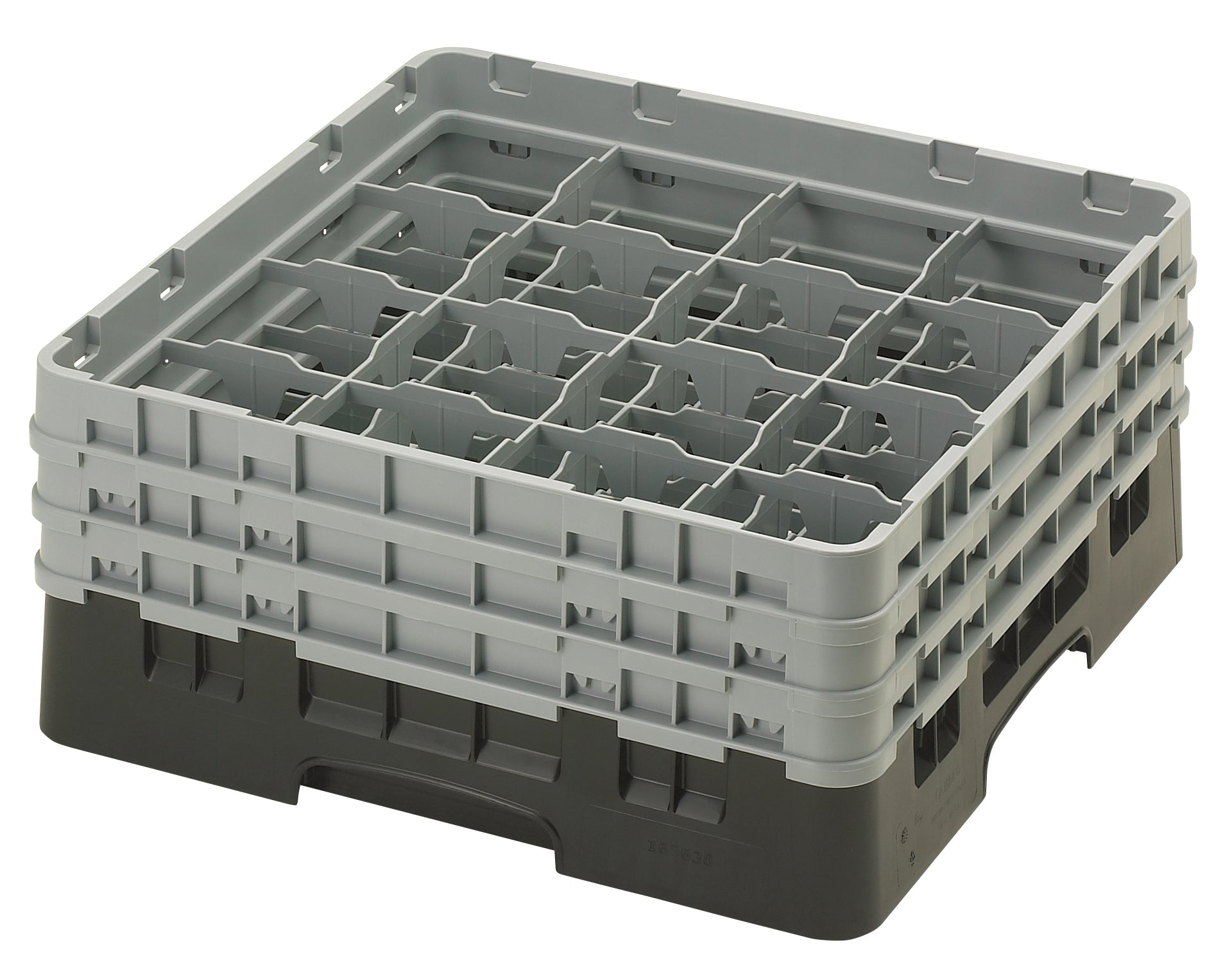 Cambro Camrack® 16-Fächer - Spülkorb mit 3 Extender 500 x 500 x 225 mm, 1 Stück im Karton - 16S638110