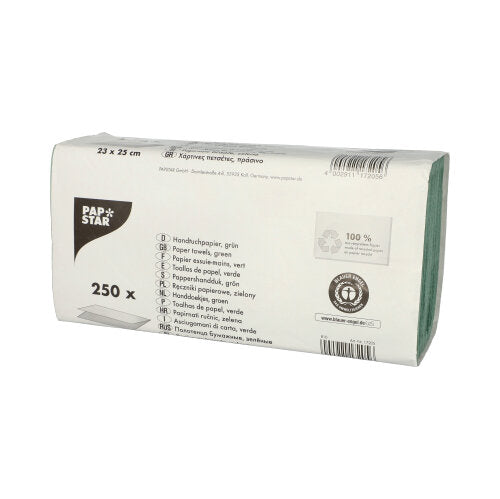 Papstar 20x 250 Blatt Handtuchpapier V-Falz 23 cm x 25 cm grün Zick Zack, 1-lagig