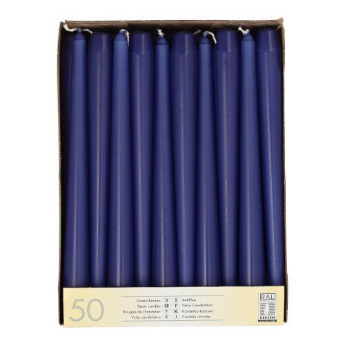 Papstar 2x 50 Leuchterkerzen Ø 2,2 cm · 25 cm dunkelblau