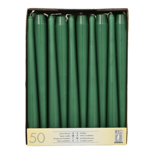 Papstar 2x 50 Leuchterkerzen Ø 2,2 cm · 25 cm dunkelgrün