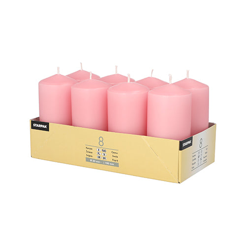 Papstar 48 Stumpenkerzen, Paraffin, Rosa, Durchmesser: 5cm, Höhe: 10cm