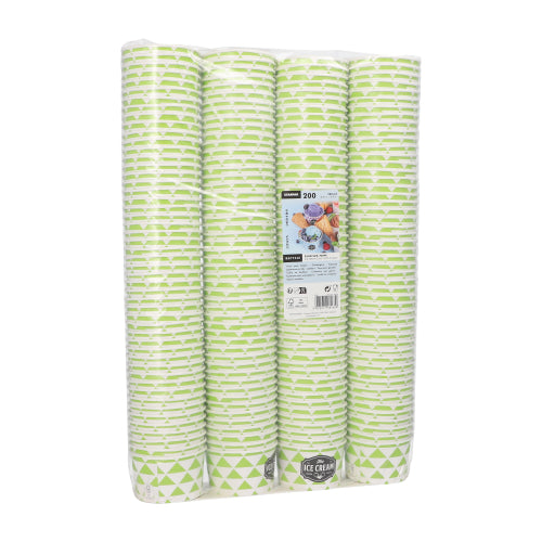 Papstar 1.400x Eisbecher "Triangle", Pappe, Grün, Inhalt: 125ml, Durchmesser: 8cm, Höhe: 4,8cm
