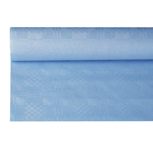 Papstar 12x Papiertischtuch mit Damastprägung 8 m x 1,2 m hellblau