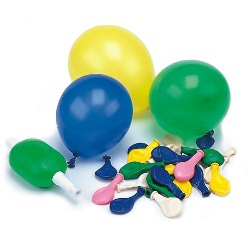 Papstar 10x 50 Luftballons mit Pumpe Ø 8,5 cm farbig sortiert
