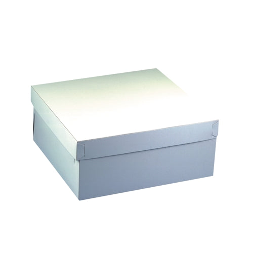 Papstar 5x 10 Tortenkartons, mit Deckel, Pappe eckig 30 cm x 30 cm x 10 cm weiss
