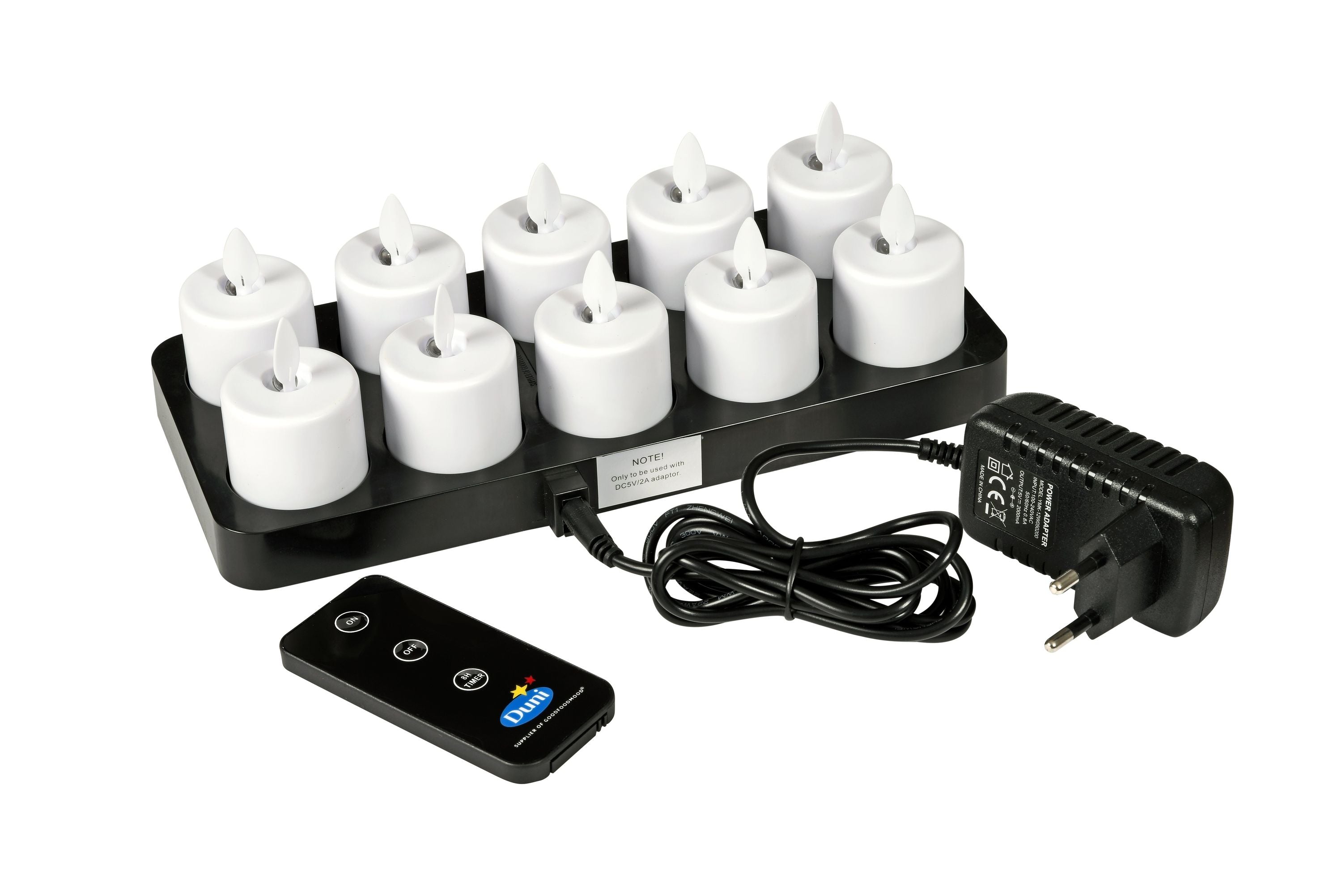 Duni LED Set Moving Flame, wiederaufladbar, Warm White, 10 Stück 38 x Ø 36 mm 25 Std. Weiß, 1 Stk/Krt (1 x 1 Stk)