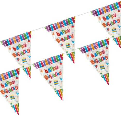 Papstar 10x Wimpelkette, Folie 4 m "Happy Birthday" wetterfest