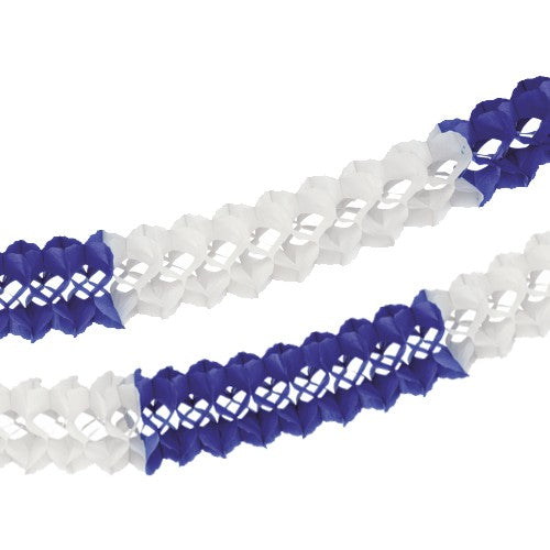 Papstar 5x Großraumgirlande, Papier Ø 16 cm · 10 m blau/weiss schwer entflammbar
