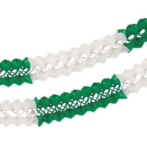 Papstar 5x Großraumgirlande, Papier Ø 16 cm · 10 m grün/weiss schwer entflammbar