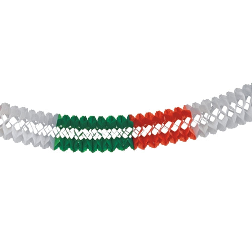 Papstar 5x Großraumgirlande, Papier Ø 16 cm · 10 m grün/weiss/rot schwer entflammbar