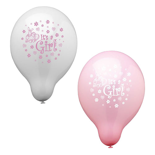 Papstar 12x 12 Luftballons Ø 25 cm "It's a girl"
