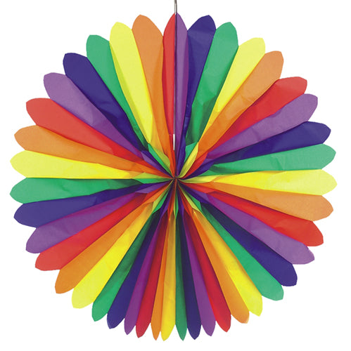 Papstar 3x Dekofächer Ø 120 cm "Rainbow" schwer entflammbar