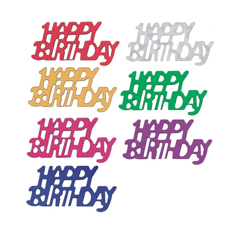 Papstar 24x Deko-Streuschmuck, Folie farbig sortiert "Happy Birthday" 15 gr.