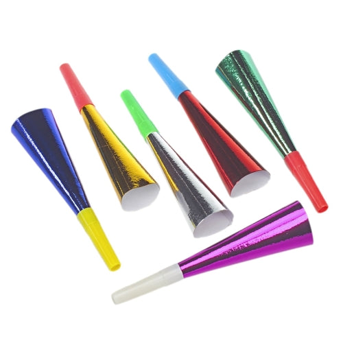 Papstar 12x 6 Trompeten 18 cm farbig sortiert "Metallic"