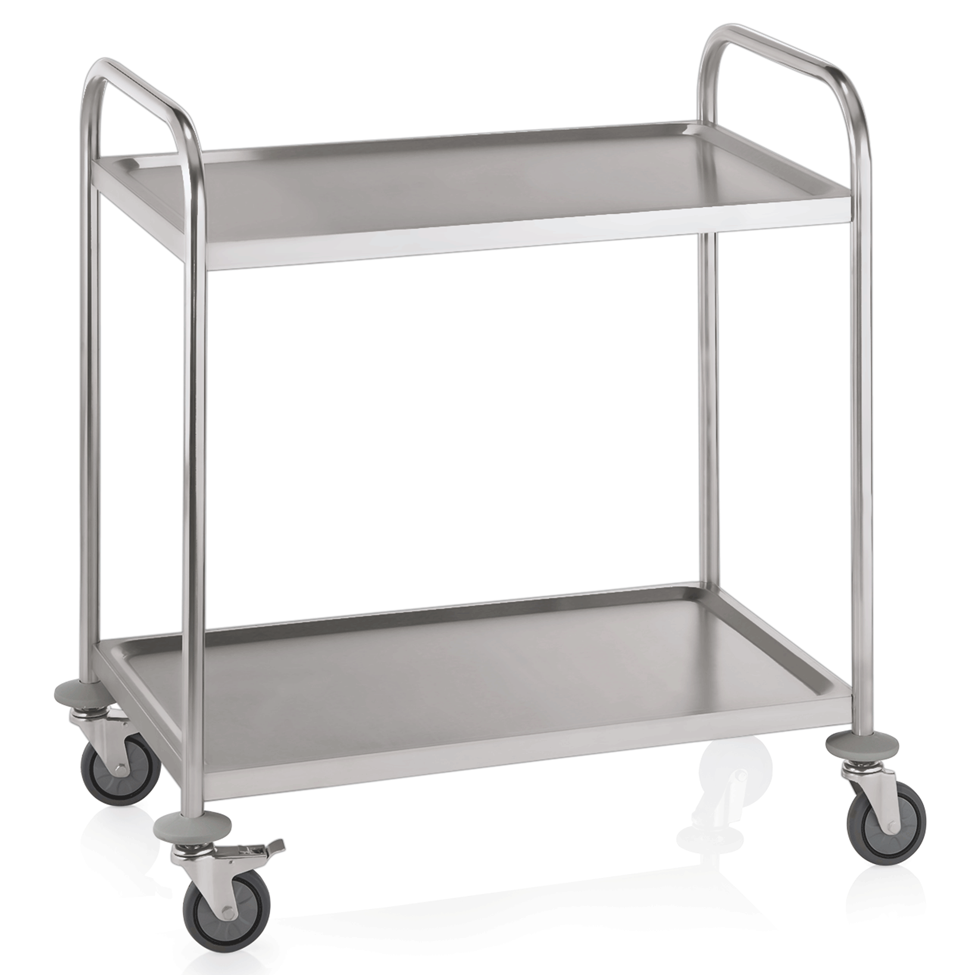 WAS Germany Servierwagen, Edelstahl, Silber, 2 Borde, Tragfähigkeit pro Bord 30kg, 85x53x95cm (1950002)