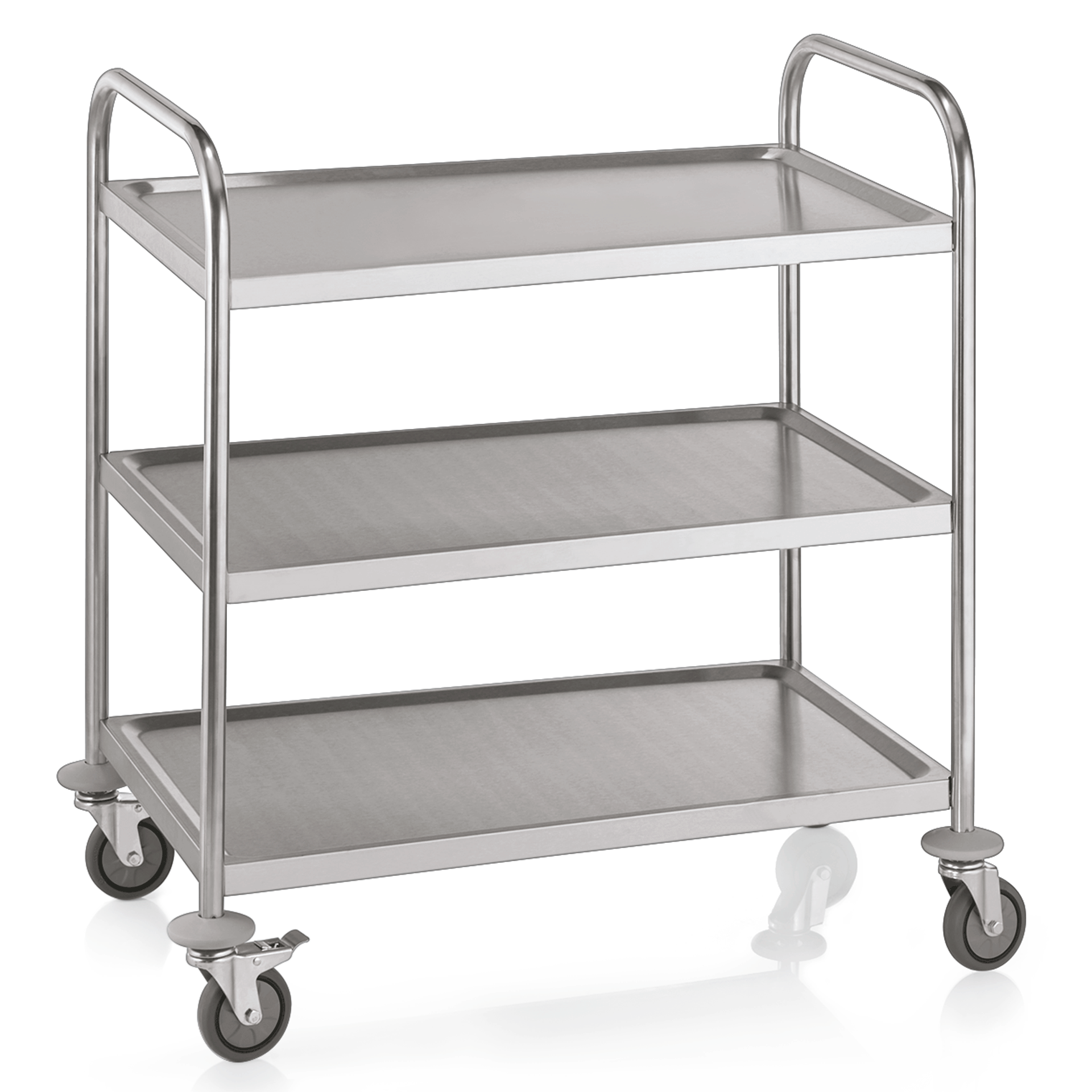 WAS Germany Servierwagen, Edelstahl, Silber, 3 Borde, Tragfähigkeit pro Bord 30kg, 85x53x95cm (1950003)