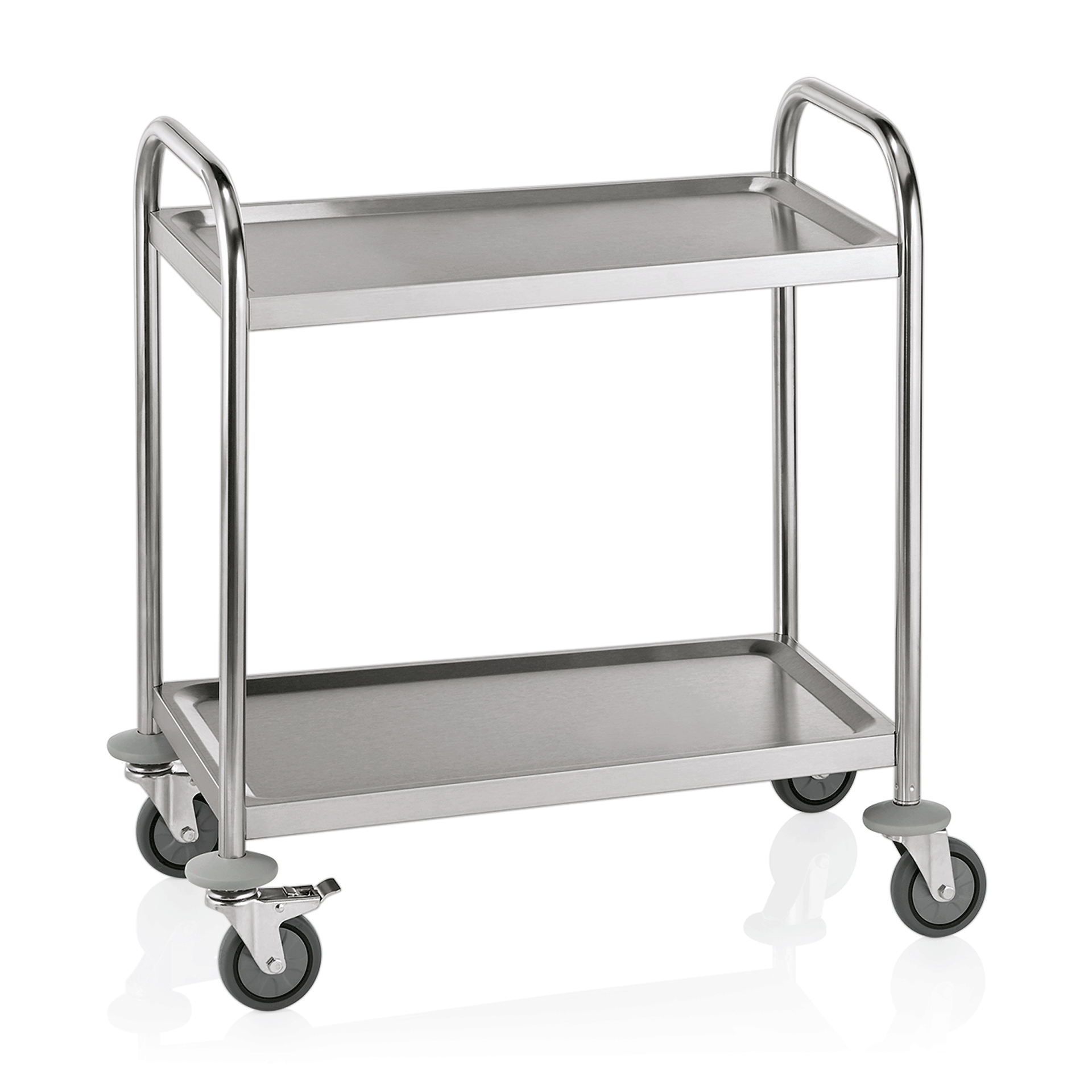 WAS Germany Servierwagen, Edelstahl, Silber, 2 Borde, Tragfähigkeit pro Bord 30kg, 70,5x41x84cm (1950004)