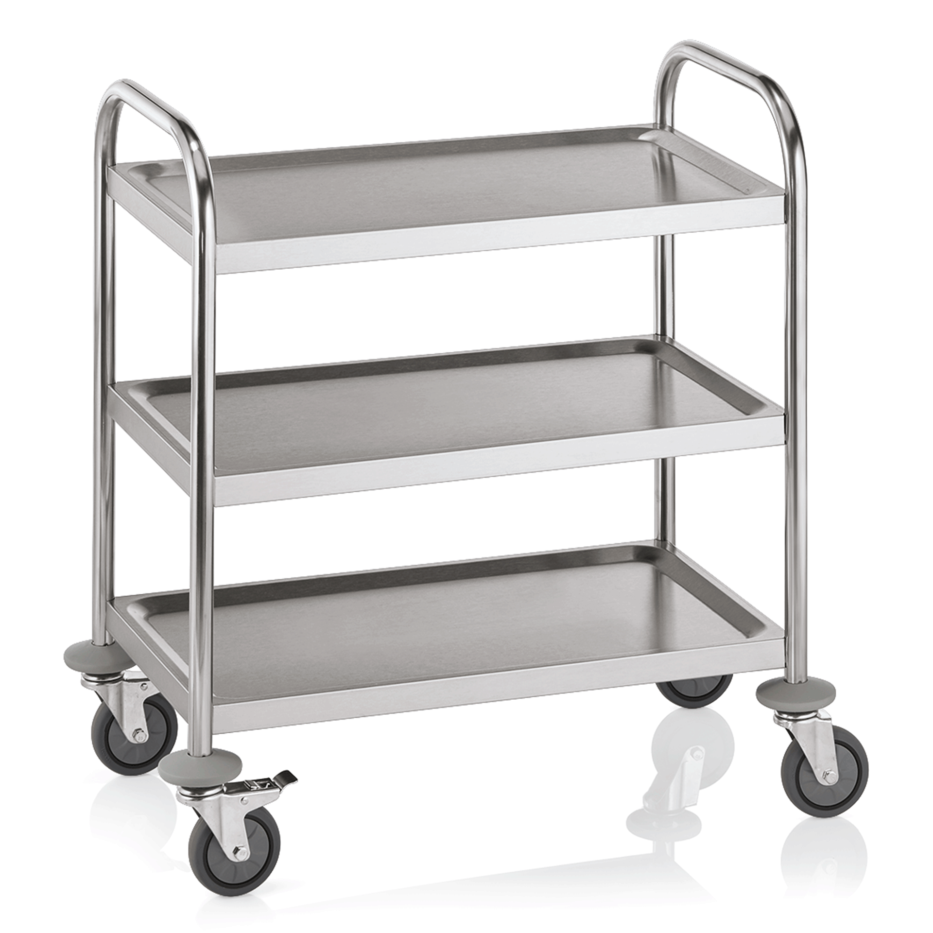 WAS Germany Servierwagen, Edelstahl, Silber, 3 Borde, Tragfähigkeit pro Bord 30kg, 70,5x41x84cm (1950007)