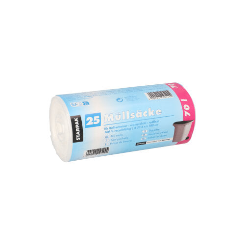 Papstar 20x 25 Müllsäcke, HDPE 70 l 100 cm x 57,5 cm transparent