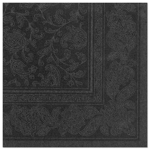 Papstar 250 Servietten "ROYAL Collection" 1/4-Falz 40 cm x 40 cm schwarz "Ornaments"