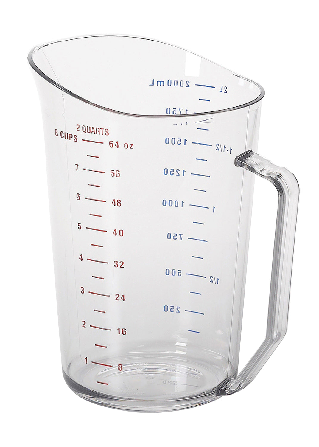 Cambro Camwear® Polycarbonat Messbecher 2 Liter, mit Messskala, durchsichtig, 12 Stück im Karton - 200MCCW135