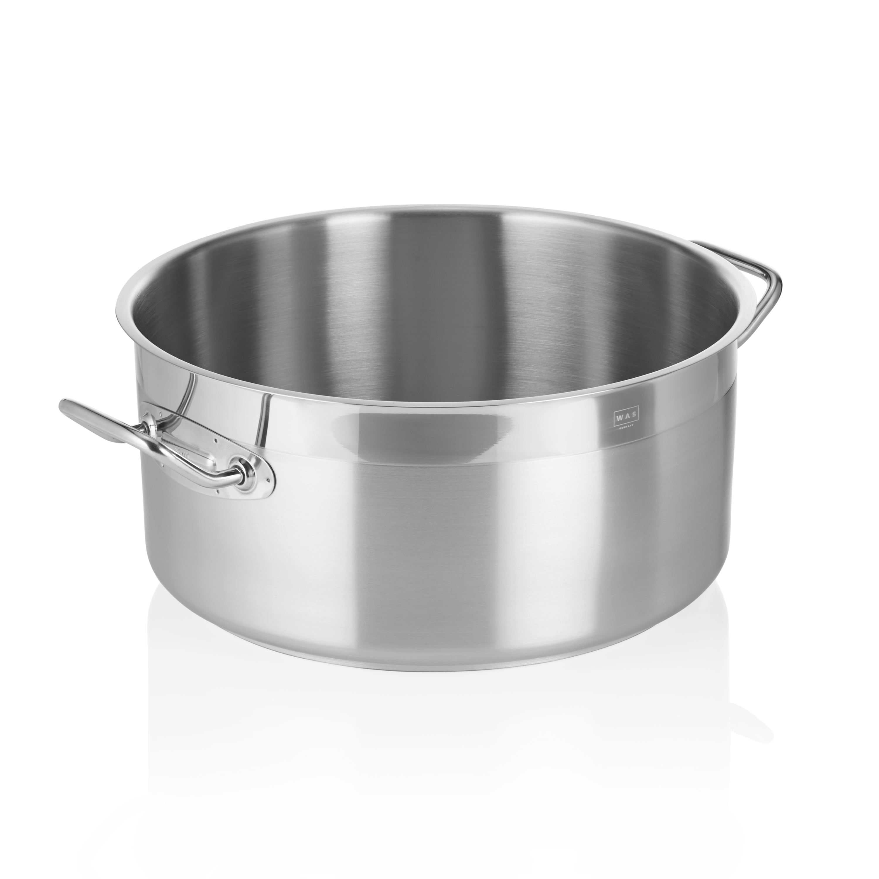 WAS Germany Bratentopf, Chromnickelstahl, Schüttrand, Induktion geeignet, Durchmesser: 36cm, Inhalt: 17L (2109360)