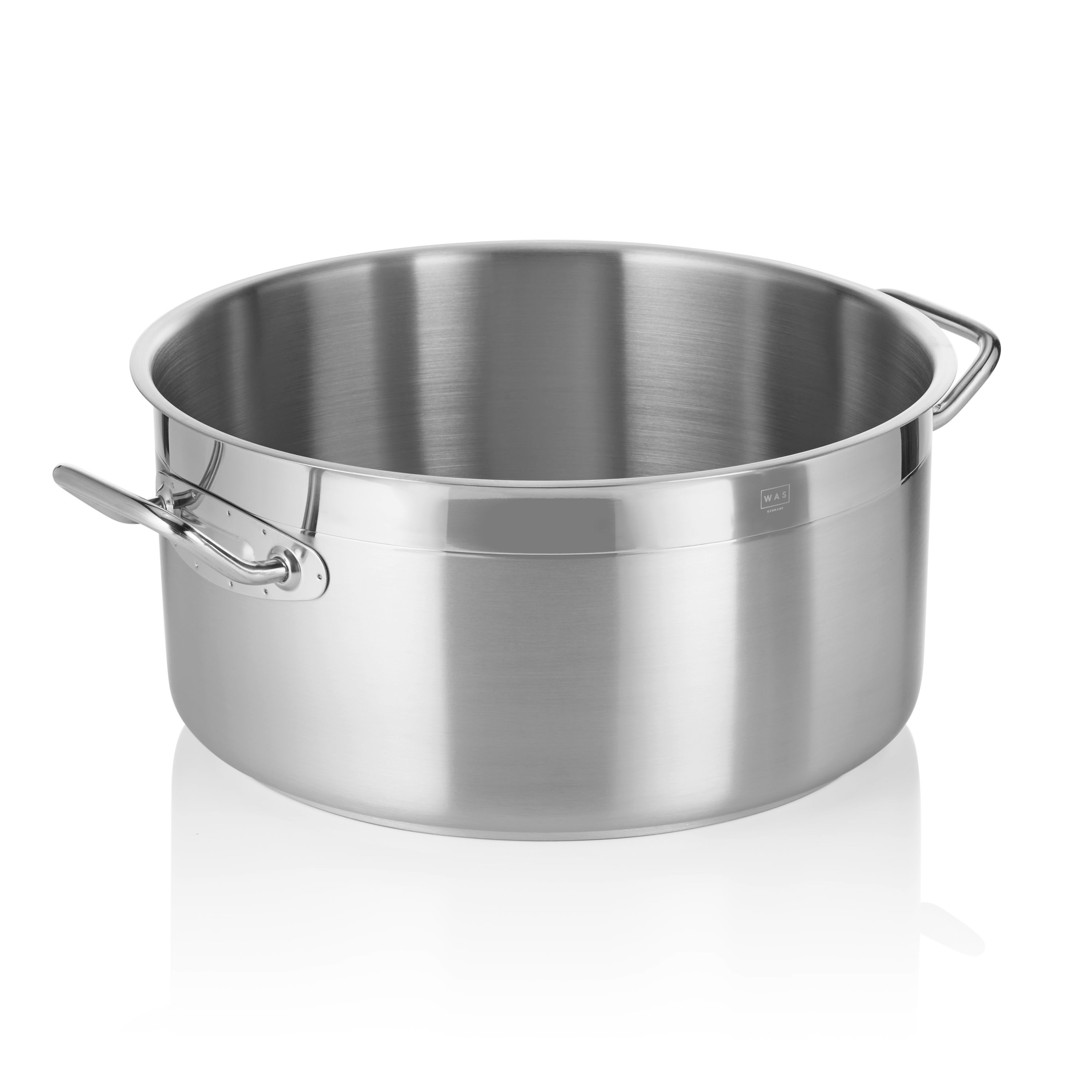 WAS Germany Bratentopf, Chromnickelstahl, Schüttrand, Induktion geeignet, Durchmesser: 40cm, Inhalt: 24L (2109400)