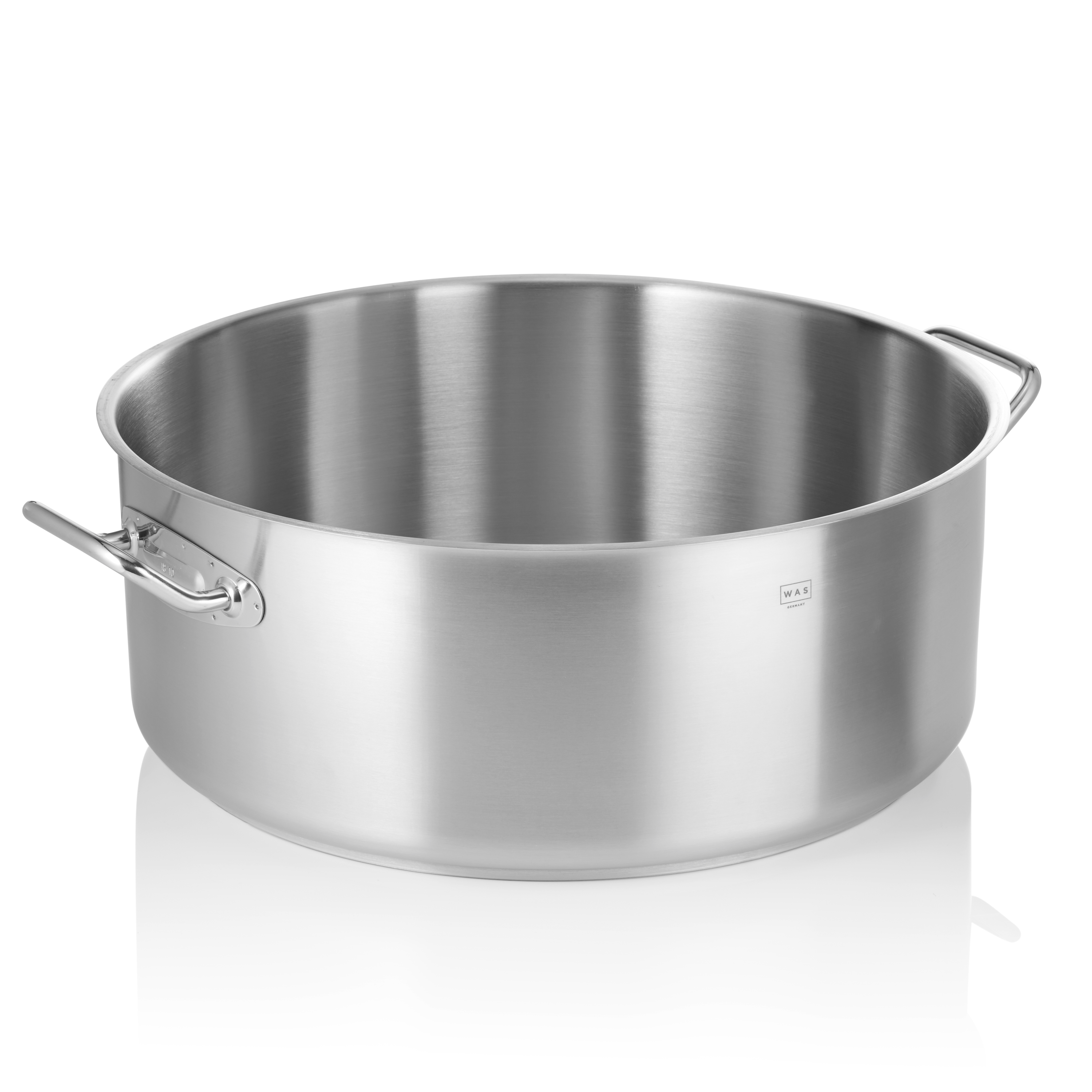 WAS Germany Bratentopf, Chromnickelstahl, Schüttrand, Induktion geeignet, Durchmesser: 50cm, Inhalt: 38L (2109500)