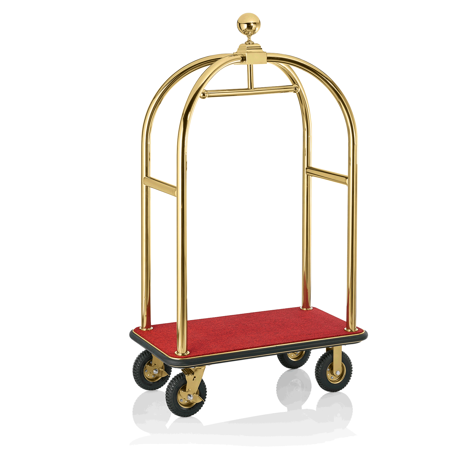 WAS Germany Gepäckwagen, Edelstahl, Gold mit rotem Teppich, 112x60x190cm (2225000)