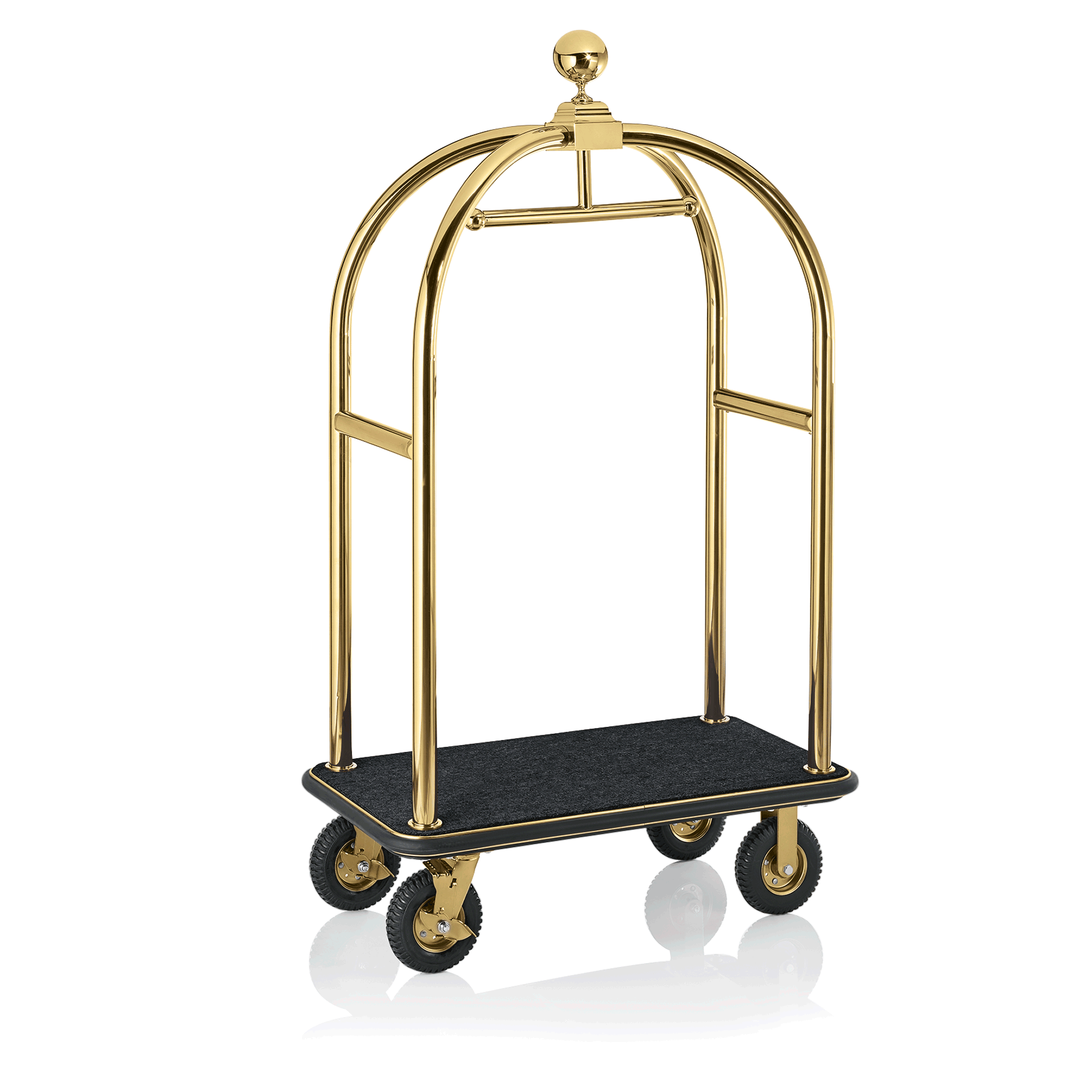 WAS Germany Gepäckwagen, Edelstahl, Gold mit schwarzem Teppich, 112x60x190cm (2225005)