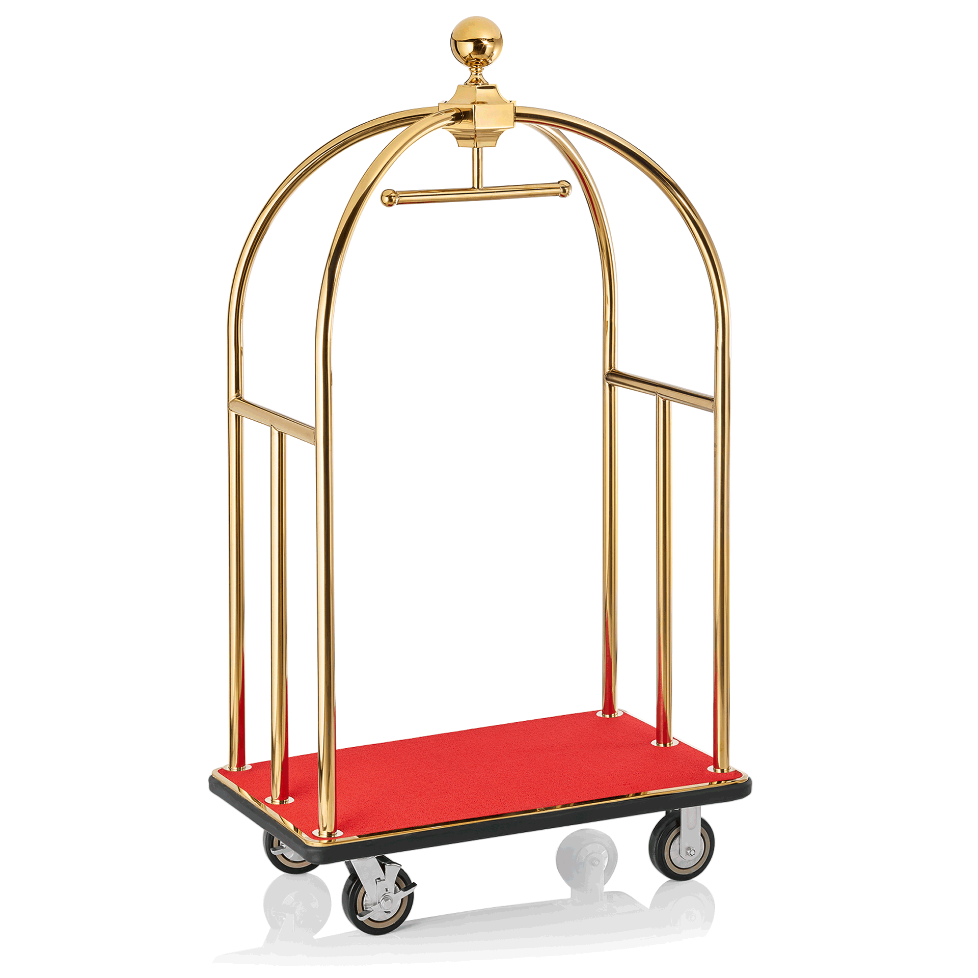 WAS Germany Gepäckwagen, Edelstahl, Gold mit rotem Teppich, 112x60x185cm (2242000)