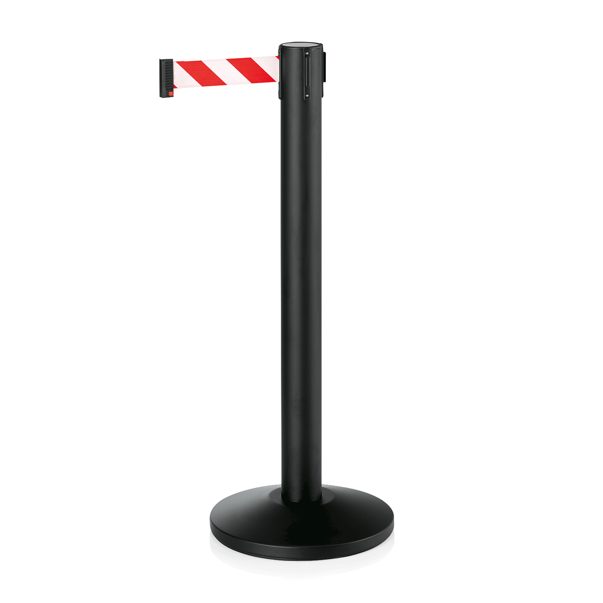 WAS Germany 2x Abgrenzungspfosten mit Rot-Weiß gestreiften Gurtband, 4 Wege System, Polyester/Edelstahl, Höhe:91,5cm, Gurtband:500cm (2914750)