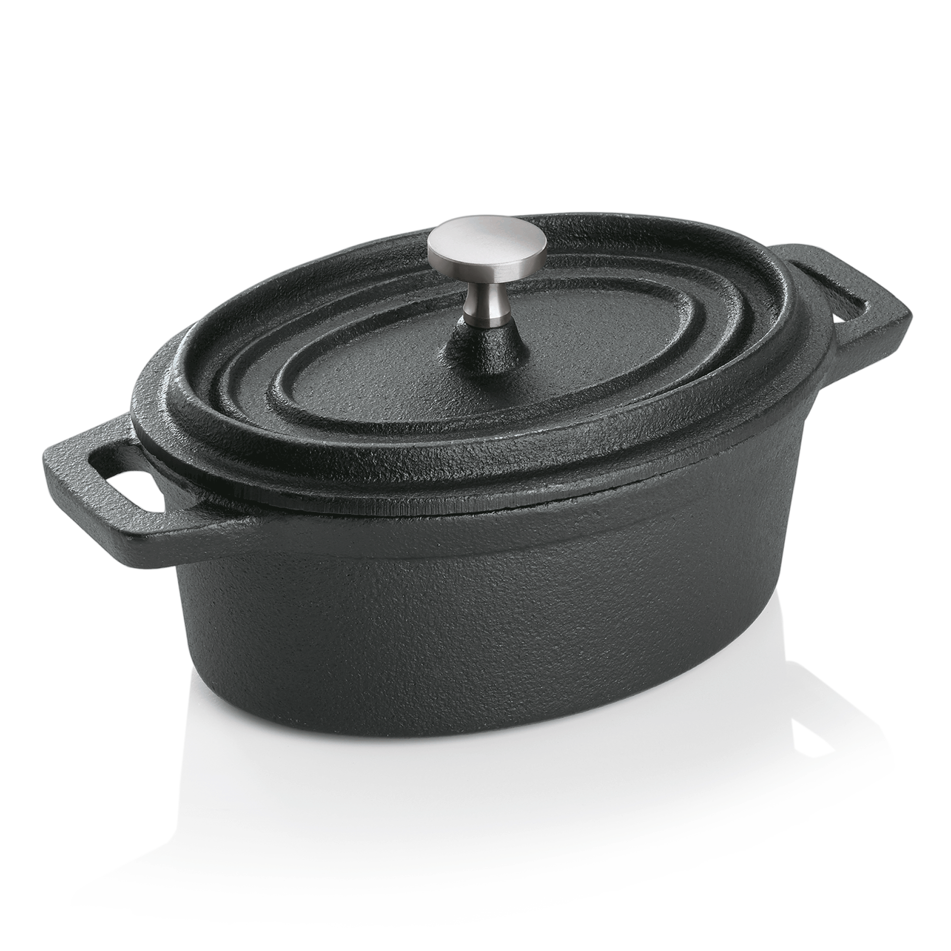WAS Germany Cocotte, Gusseisen und Edelstahl, Schwarz,12,5x9,5x6,5cm (3525121)