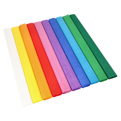 Papstar 10x 10 Krepp-Papier 2,5 m x 50 cm farbig sortiert wasserfest