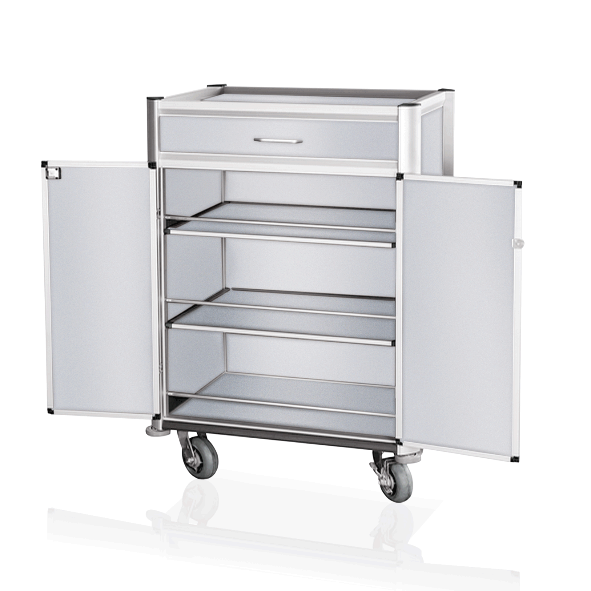 WAS Germany Minibar Servicetrolley, Aluminium, Weiß (helle Kanten), 85x60x135cm (4448001)